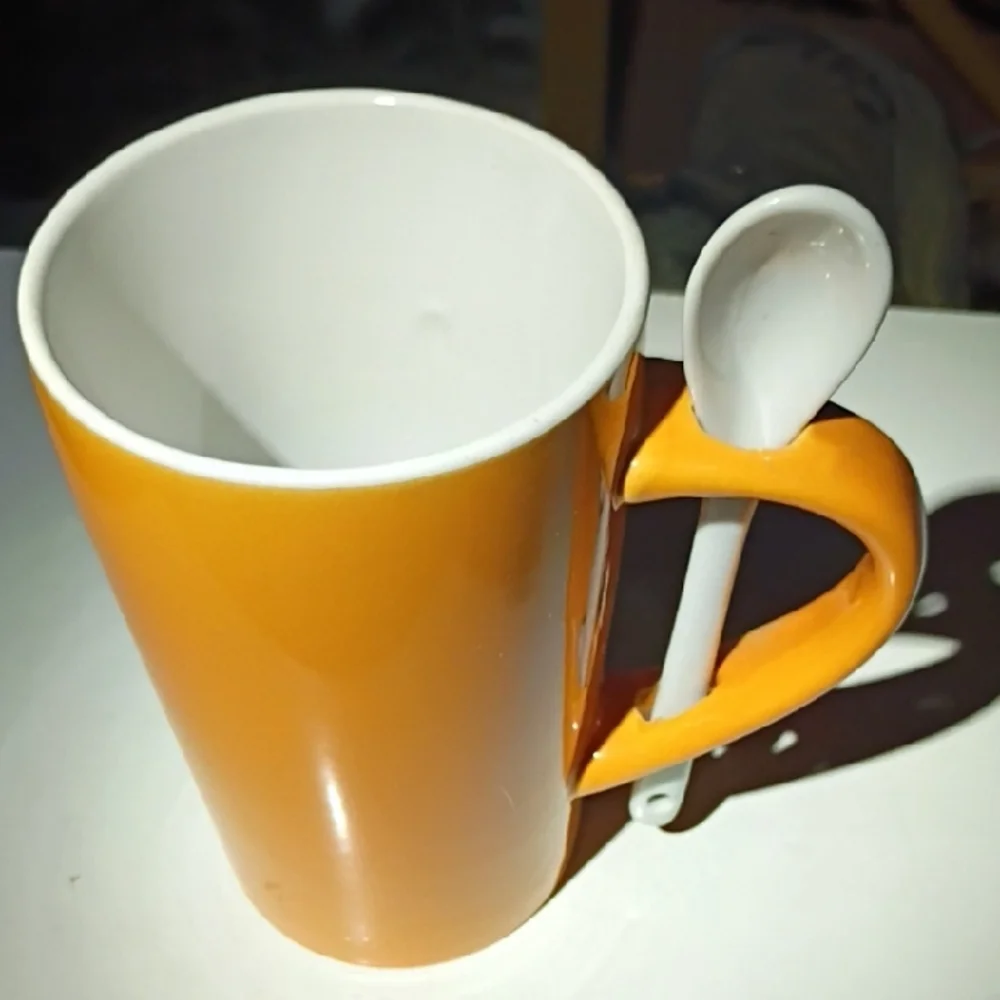 Orange Mug with Spoon